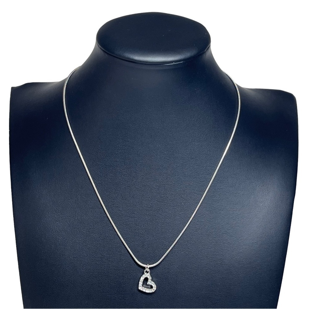 R.J. Graziano Rhinestone Heart Pendant Necklace 16-19.5"